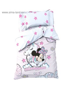 Детское постельное бельё 1,5 сп "Minnie Mouse" с единорогом, 143*215 см, 150*214 см, 50*70 см -1 шт, поплин Disney