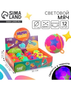 Мяч детский резиновый световой «Ты супер», цвета МИКС, в шоубоксе Funny toys