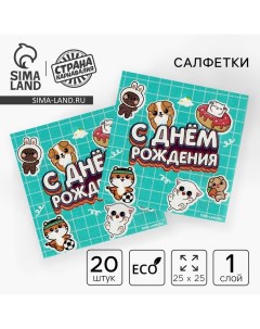 Салфетки бумажные 25*25см "Ребята" (набор 20 шт) Страна карнавалия