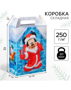 Коробка подарочная складная "С Новым годом!", 20х33х10 см, Микки Маус Disney