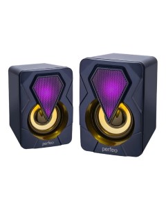 Компьютерные колонки Shin, 2.0, 2х3 Вт, Jack 3.5 мм, USB, LED подсветка, чёрные Perfeo