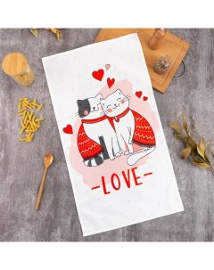 Полотенце "Cat's love" 40х73 см, 100% хлопок, саржа 190 гр/м2 Этель