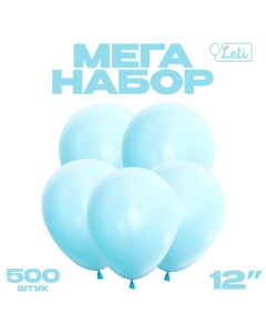 Шары воздушные латексные, макарун 12", бирюзовый, набор 500 шт. Leti