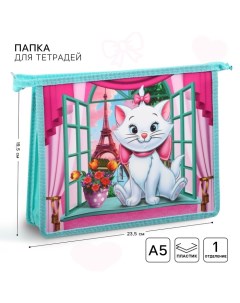 Папка для тетрадей А5, пластик, на молнии, Коты Аристократы Disney