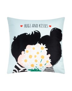 Подушка "Hugs and kisses" 40х40 см, велюр, 100% п/э Этель