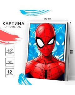 Картина по номерам на подрамнике 30х40 см, Человек-паук Marvel