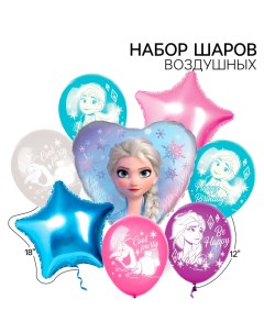 Набор воздушных шаров "С днем рождения", "Эльза", Холодное Сердце Disney