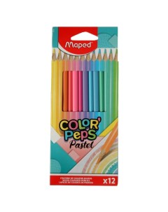 Карандаши 12 цветов Color` Peps Pastel, треугольные, ударопрочные, картон, футляр Maped