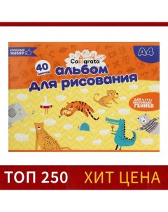 Альбом для рисования А4, 40 листов на скрепке, обложка мелованный картон, внутренний блок офсет 100  Calligrata