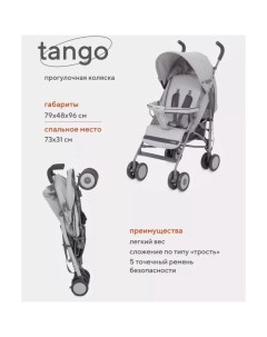 Коляска прогулочная детская basic «Tango» RA351, складывается в трость, цвет Silver Grey Rant