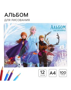 Альбом для рисования А4, 12 листов 100 г/м?, на скрепке, Холодное сердце Disney