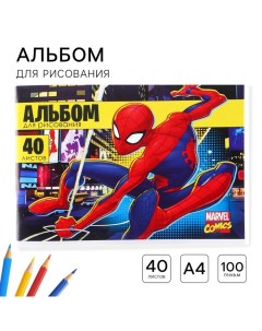 Альбом для рисования А4, 40 листов 100 г/м?, на скрепке, Человек-паук Marvel