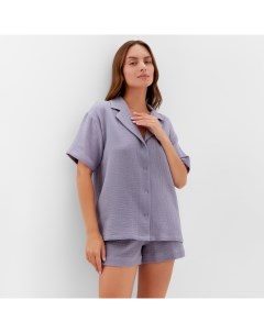 Пижама женская (рубашка, шорты) Basic р. 52-54, серый Kaftan