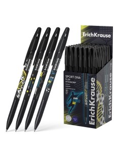 Ручка шариковая R-301 Stick&Grip "Sport DNA", узел 0.7мм, синяя, резиновый держатель, МИКС Erichkrause