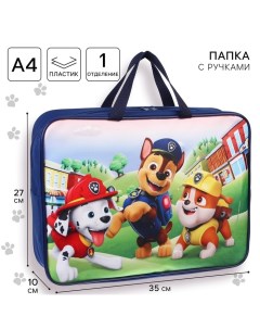 Папка с ручками текстильная А4, 350х270х100 мм, Щенячий патруль Paw patrol