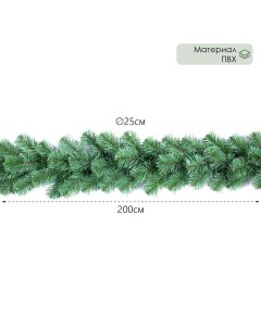 Новогодняя хвойная гирлянда 200 см «Стандарт» на дверь, на стену, d-25 см Max christmas