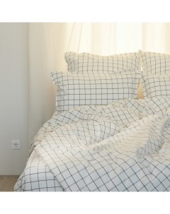 Простыня SL Home Cotton 160*245 см, цв.белый/серый, 100% жатый хлопок Sima-land home