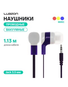 Наушники Luazon VBT 1.7, вакуумные, плоский провод, МИКС Luazon home