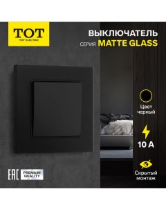 Выключатель проходной Matte Glass, 10 А, 1 кл., скрытый, стекло, черный Tot