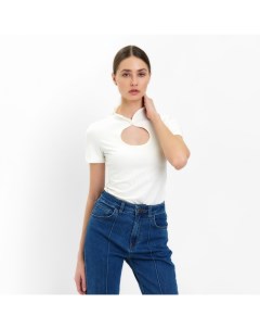 Футболка женская с вырезом SLIM FIT: цвет экрю, р-р 42 Minaku