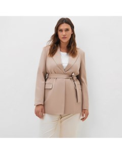 Пиджак женский с поясом plus-size, р.52, бежевый Mist