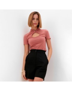 Футболка женская с вырезом SLIM FIT: цвет пыльная роза, р-р 46 Minaku