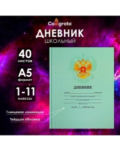 Дневник универсальный для 1-11 классов, "Зеленый нежный однотонный ", твердая обложка 7БЦ, глянцевая Calligrata