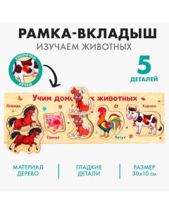 Рамка - вкладыш «Учим домашних животных», 5 элементов Лесная мастерская