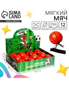 Мяч детский мягкий «Игровой», с резинкой, в шоубоксе, МИКС Funny toys