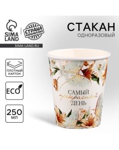 Стакан одноразовый бумажный "Самый прекрасный день", 250 мл Страна карнавалия