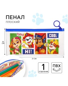 Пенал мягкий, 1 отделение, 100х210 мм, ПВХ, Щенячий патруль Paw patrol