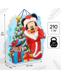 Пакет новогодний подарочный, 23 х 27 х 11.5 см, упаковка, Микки Маус Disney