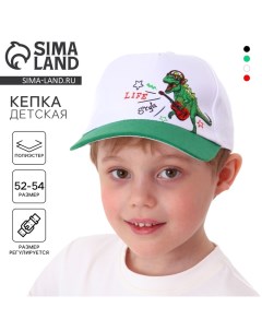 Кепка детская для мальчика Life style, дино, цвет белый, р-р 52-54, 5-7 лет Overhat kids