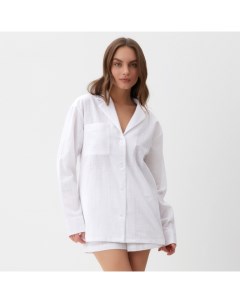 Пижама женская (рубашка и шорты) Linen, р.48-50, белый Kaftan