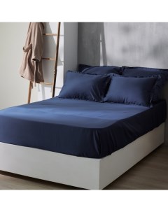 Простыня на резинке SL Home Tencel 160*200+30 см, цв. синий Sima-land home