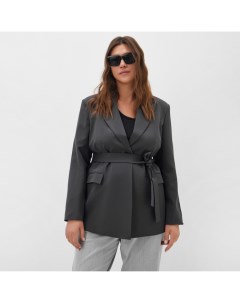 Пиджак женский с поясом plus-size, р.60, серый Mist