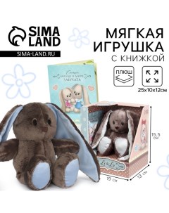 Мягкая игрушка «Зайка Lu», с книгой, мальчик, заяц, 25 см Зайки li&lu