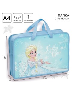 Папка пластиковая с ручками А4, на молнии, 80х330х240 мм, Холодное сердце Disney