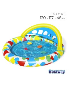 Бассейн надувной детский Splash & Learn, 120?117?46 см, с навесом, 52378 Bestway