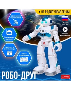 Робот «Робо-друг», с дистанционным и сенсорным управлением, русский чип, цвет синий Zhorya