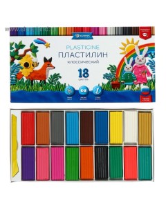 Пластилин "Классический", 18 цветов, 360 г, со стеком Globus