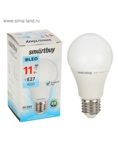 Лампа cветодиодная, E27, A60, 11 Вт, 4000 К, дневной белый свет Smartbuy