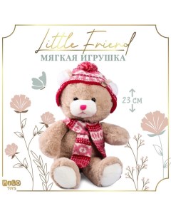 Мягкая игрушка Little Friend, мишка в шапке и шарфе, 23 см Milo toys