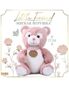 Мягкая игрушка Little Friend, медведь, цвет розовый, 23 см Milo toys