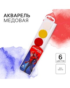 Акварель медовая «Человек-паук», 6 цветов, без кисти Marvel