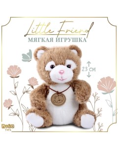 Мягкая игрушка Little Friend, медведь, цвет коричневый, 23 см Milo toys