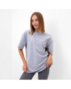 Футболка женская OVERSIZE FIT: SPORTY & STYLISH цвет светло-серый, р-р 44 Minaku