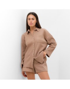 Комплект женский (рубашка, шорты) Basic line, р. 48, кофейный Kaftan