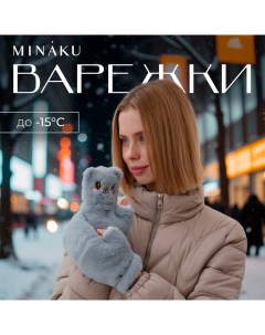 Варежки подростковые Мишка 24 см цвет серый Minaku