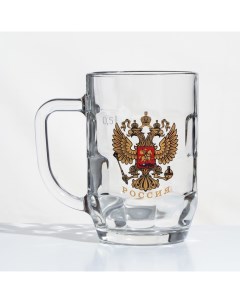 Пивная кружка «Герб России», стеклянная, 500 мл Gidglass